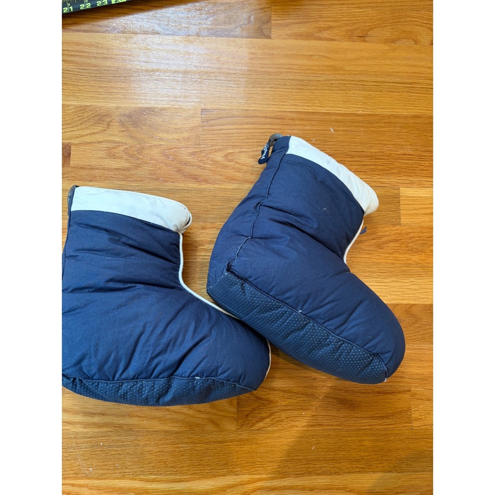 Hastens Navy Blue Goose Down Filled Padded Boots Slippers Gingham Lining Medium